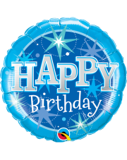 Geschenkballon Happy Birthday Blue Sparkle 45cm