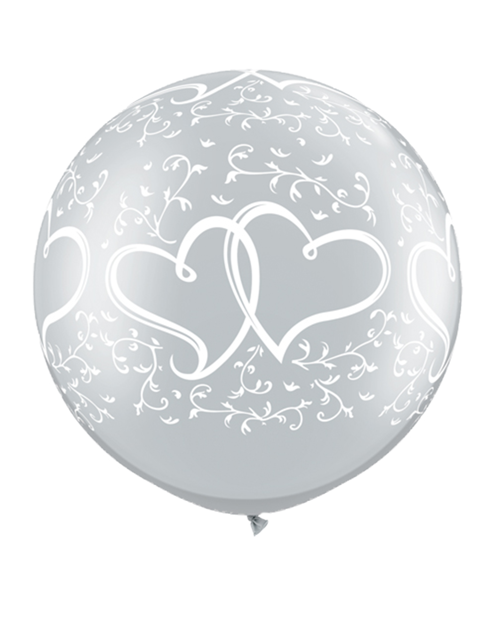 Riesenballon Entwined Hearts silber 90cm