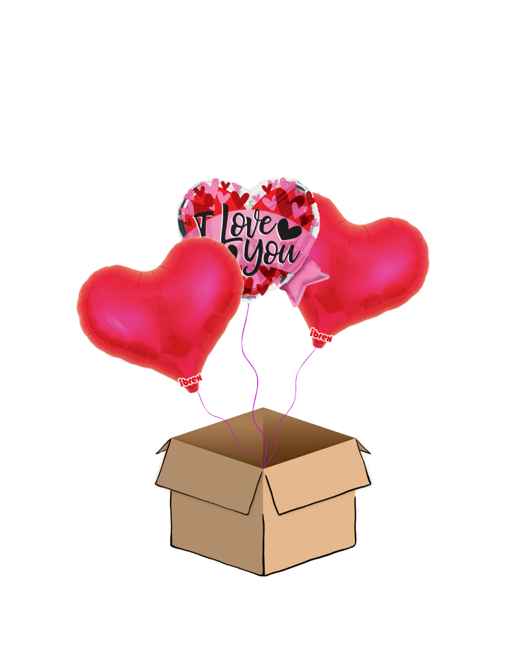 Ballon-Bouquet I Love Jelly-Hearts Rot