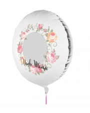 Fotoballon bedruckt mir einem Motiv zum Muttertag mit dem Text "Danke Mama" auf einem Geschenkballon