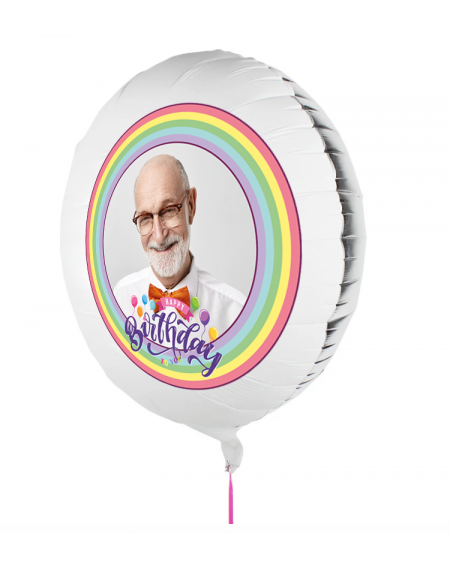 Personalisierbarer Fotoballon zum Geburtstag. Geschenkballon mit mit Regenbogen
