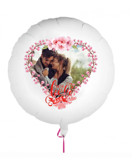 Personalisierbarer Fotoballon zum Valentinstag. Geschenkballon mit Ich liebe dich bedruckt.
