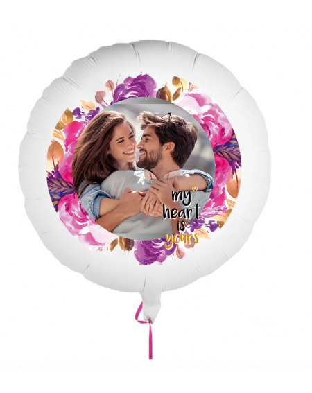Personalisierbarer Fotoballon zum Valentinstag. Geschenkballon mit Mein Herz gehört dir bedruckt.