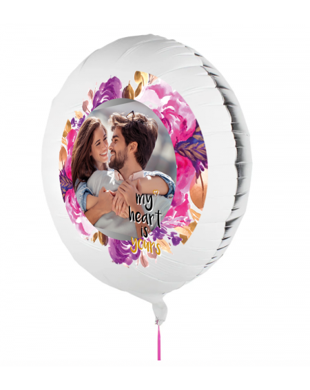 Personalisierbarer Fotoballon zum Valentinstag. Geschenkballon mit Mein Herz gehört dir bedruckt.