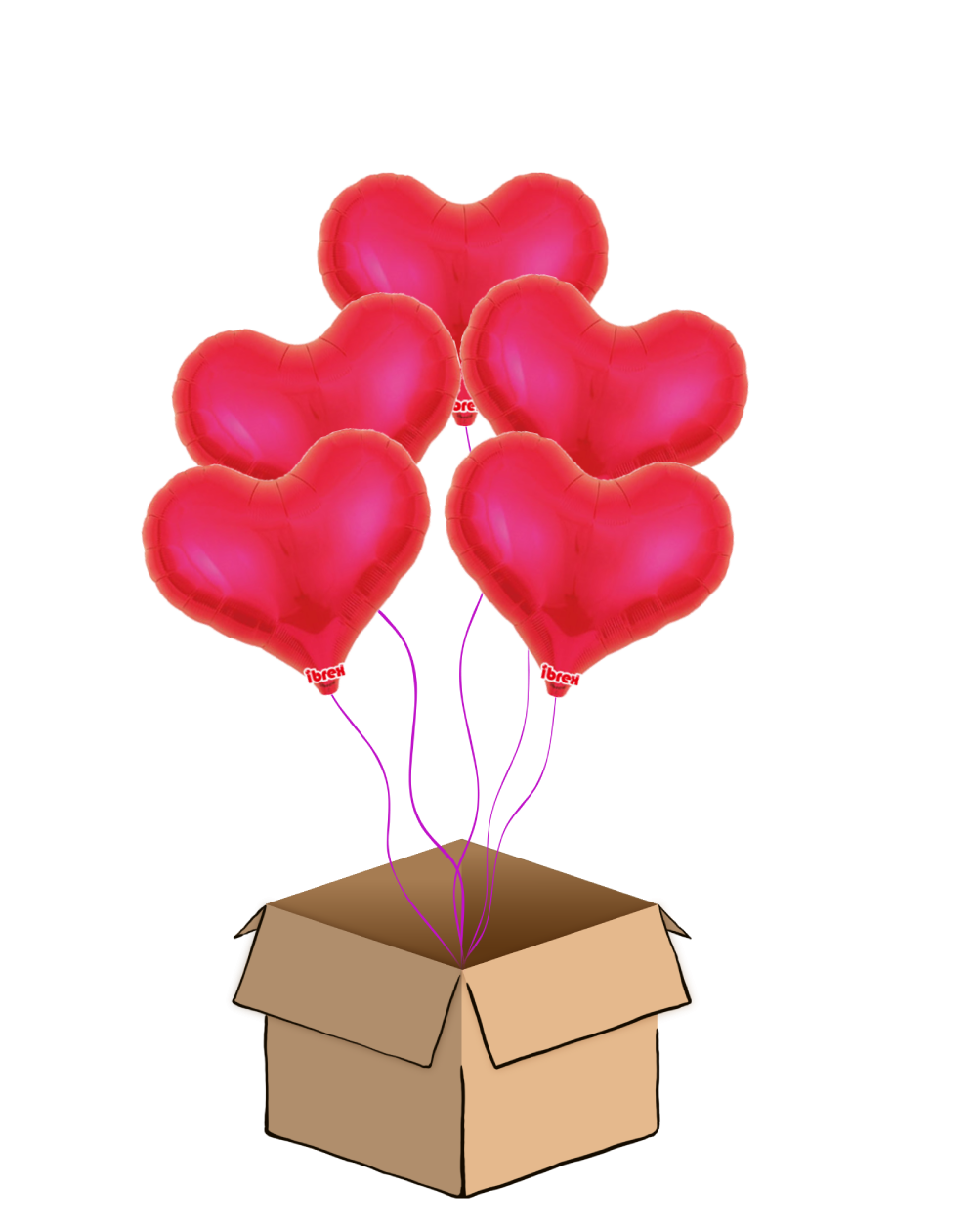 Ballon-Bouquet Jelly-Hearts Rot Midi