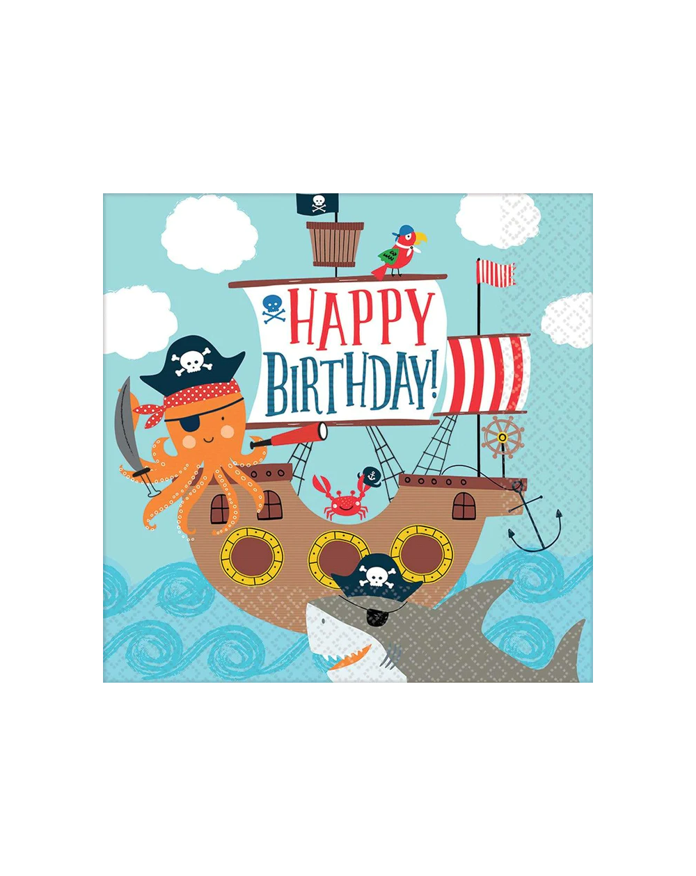 Servietten Happy Birthdy Piratenparty