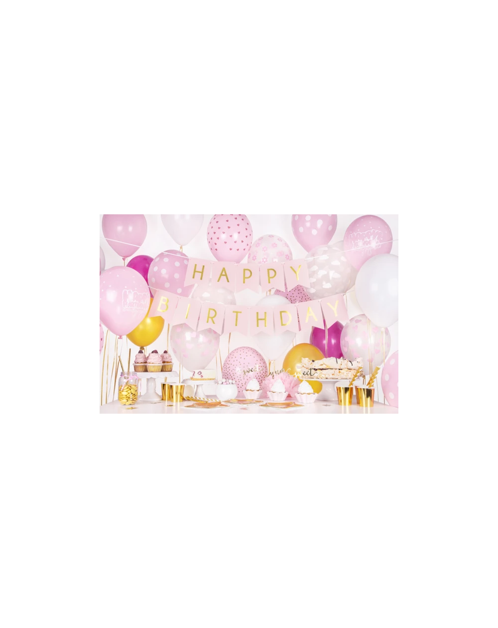 Wimpel Happy Birthday Rosa/Gold 175cm
