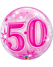 Geschenkballon Bubble Starburst 50 pink 55cm
