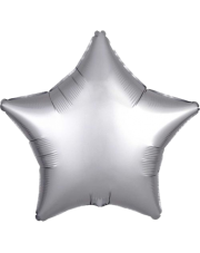 Geschenkballon Stern Satin 45cm in silber