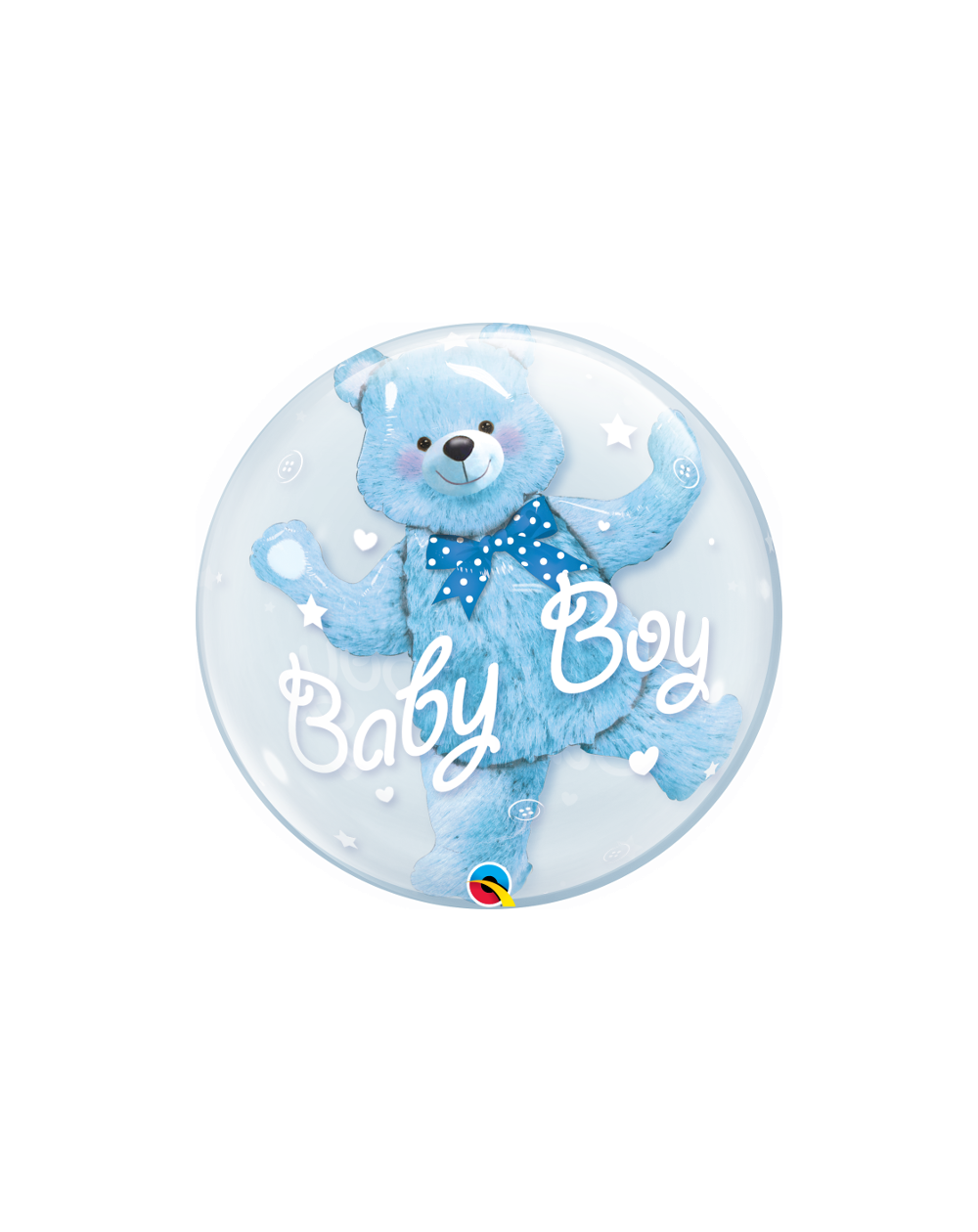 Geschenkballon Bubble Baby Bär blau 60cm