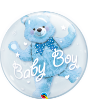 Geschenkballon Bubble Baby Bär blau 60cm