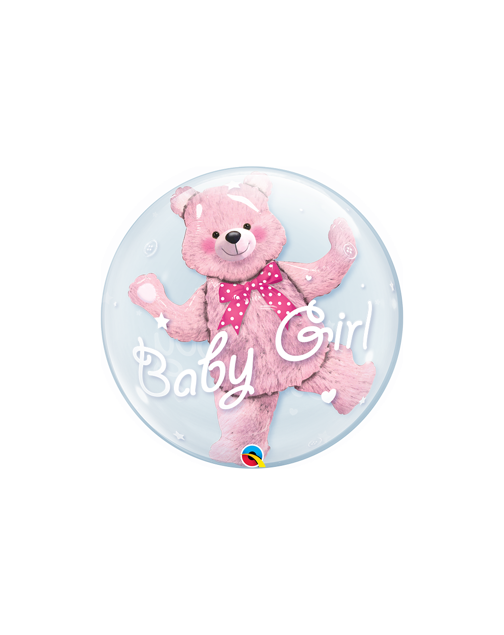 Geschenkballon Bubble Baby Bär pink 60cm