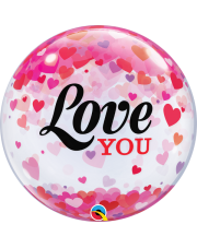 Geschenkballon Bubble Love You Hearts 55cm