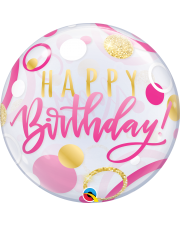 Geschenkballon Bubble Happy Birthday pink 55cm