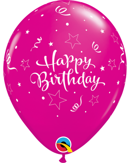 Ballon Happy Birthday Party 33cm bunt in magenta