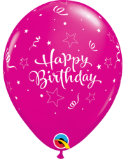 Ballon Happy Birthday Party 33cm bunt in magenta