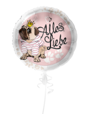 Geschenkballon Mops alles Liebe 45cm