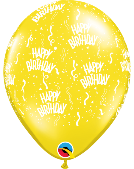 Ballon Happy Birthday Konfetti 33cm in gelb