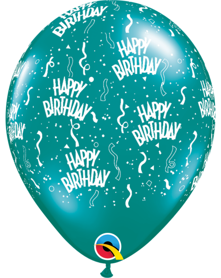 Ballon Happy Birthday Konfetti 33cm in dunkelgrün