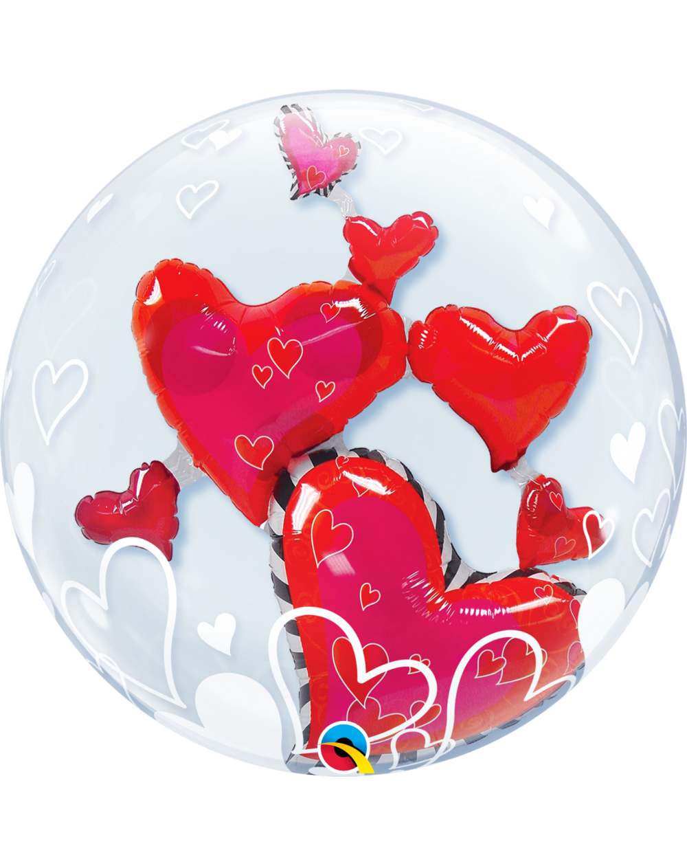 Geschenkballon Bubble Lovely Floating Hearts 60cm